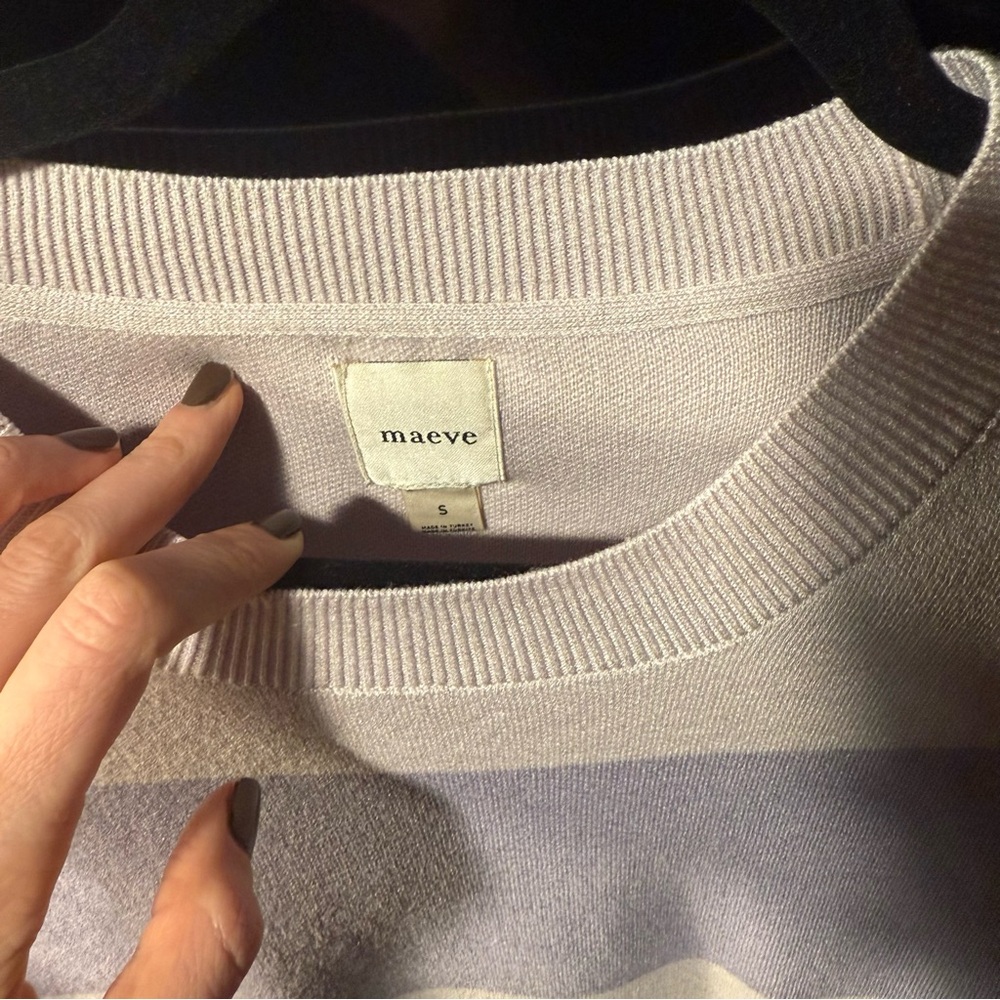 The Noah Muscle Tank Sweater By Maeve Lavender Stripe S View 4